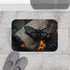 Lava Moth Resting on Burning Scroll — Memory Foam Bath Mat — Modern Bathroom Floor Lifestyle View