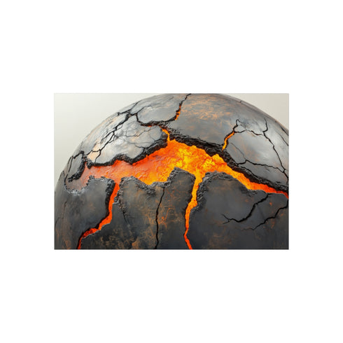 Lava Veins Erupting Cracked Planet