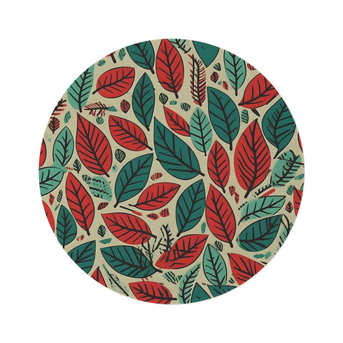 "Leafy Ferret Round Rug: Modern Green Style"
