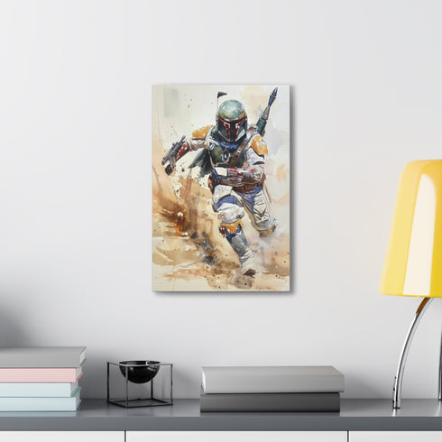 Legendary Bounty Hunter Boba Fett Canvas Print - Action Shot Capture