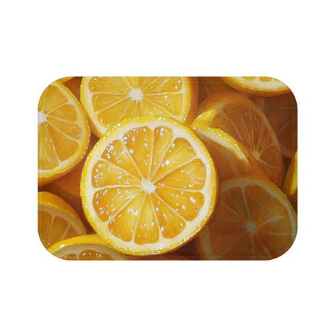 "Lemon Slice Bliss Bath Mat"
