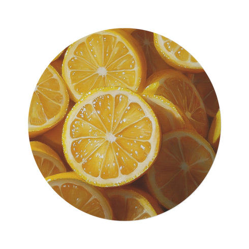 "Lemon Slice Round Rug: Freshen Up Your Space!"