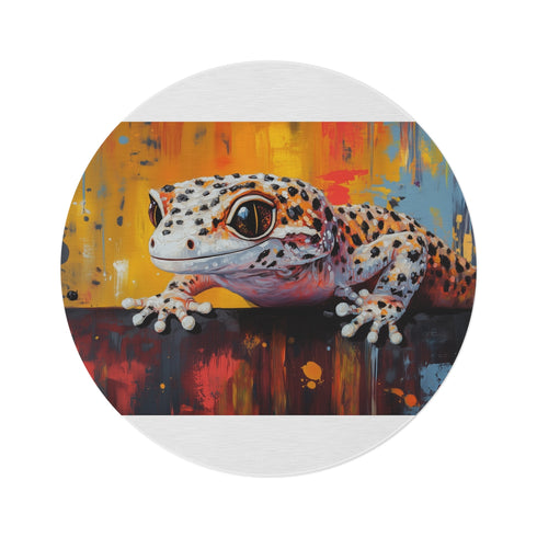 "Leopard Gecko Cute Round Rug"
