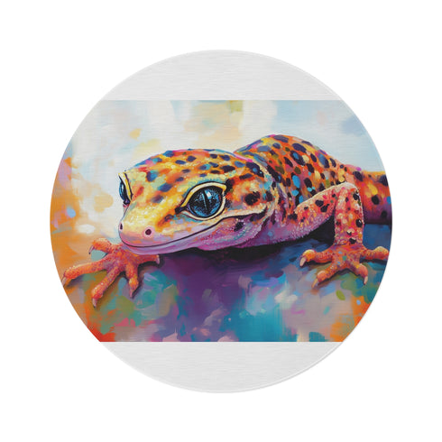 "Leopard Gecko Round Rug: Adorable Wildlife Painting"