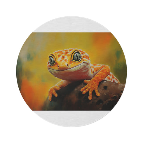"Leopard Gecko Round Rug: Cute and Colorful"