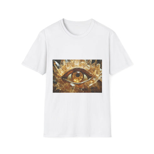 Levitating Crystals Forming an Eye Graphic Unisex Softstyle T-Shirt - Front View
