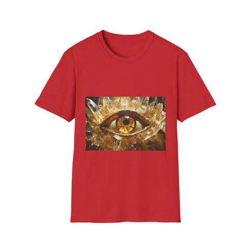 Levitating Crystals Forming an Eye Graphic Unisex Softstyle T-Shirt - Red Variant