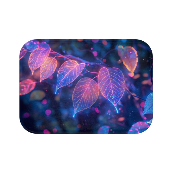 "Levitating Neon Leaves Bath Mat"