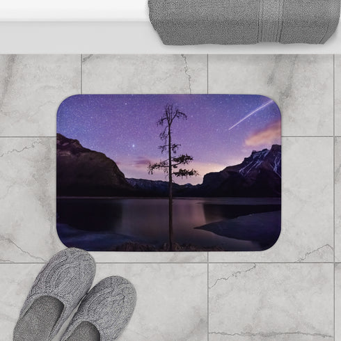 Lifelightlens Astro Minnewanka Tree Luxury Memory Foam Bath Mat - Bathroom Lifestyle View