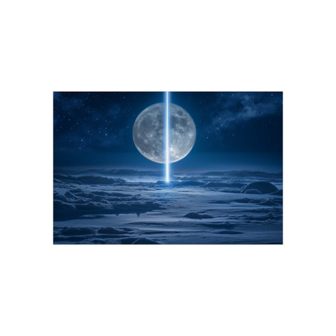 Light Beam Pierces Moon Poster
