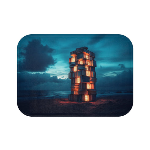 "Light-Up Book Tower Bath Mat"