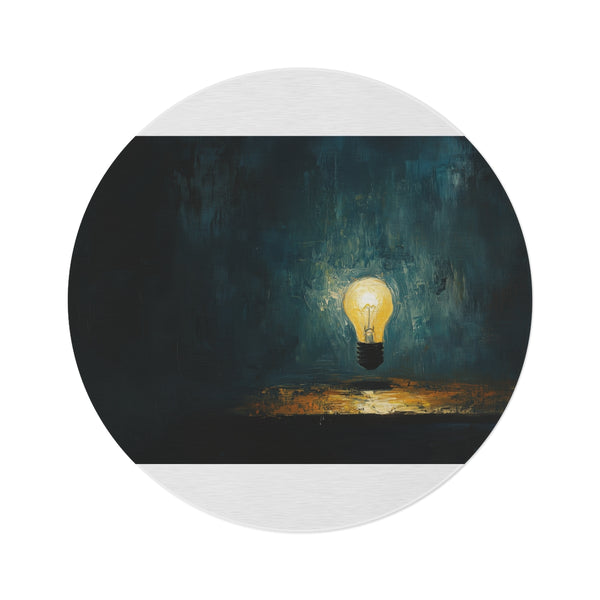 "Lightbeam Round Rug: Illuminate Your Space!"