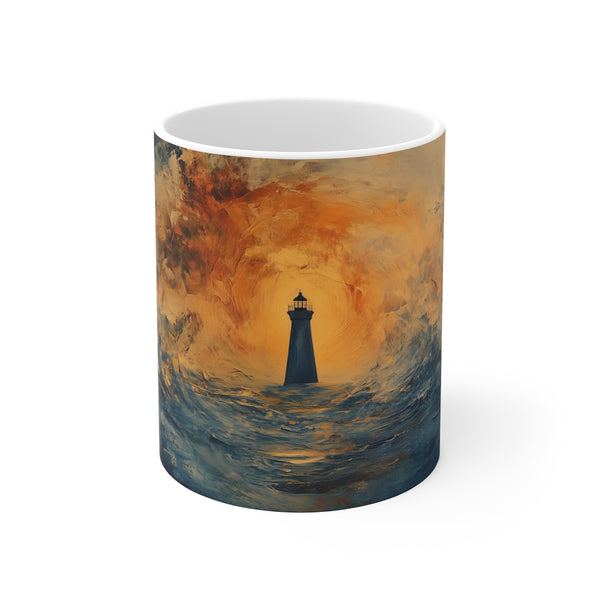"Lighthouse Storm-Themed Floating Mug"