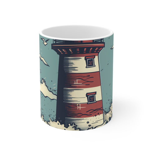 Lighthouse & Wave Mug: Coastal Charm