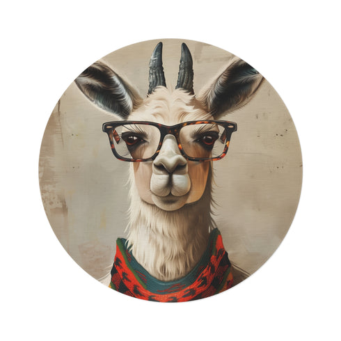 "Llama Hipster Rug: Glasses Chic"