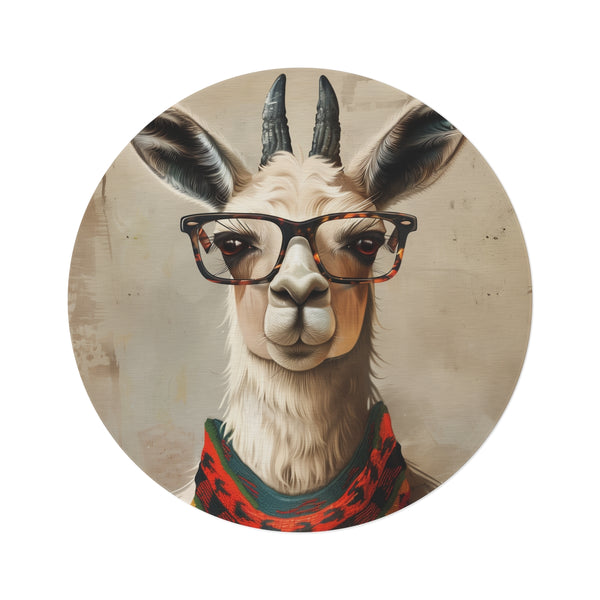 "Llama Hipster Rug: Glasses Chic"