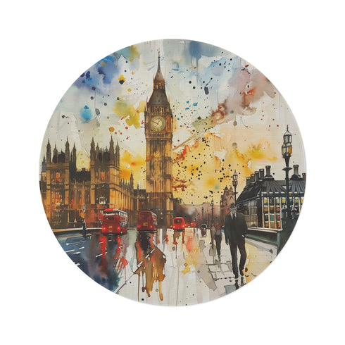 "London Landmark Watercolor Rug"