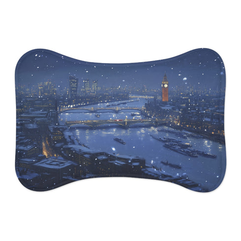 "London Snow Night Pet Mat: Cozy and Stylish Resting Spot"