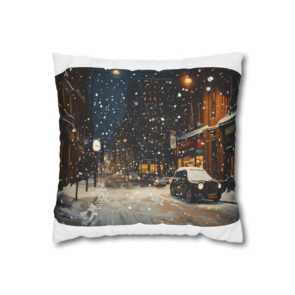 "London Snow Night Pillowcase: Sleep in a Winter Wonderland"
