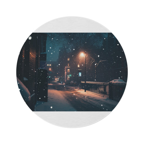 "London Snow Night Round Rug: Embrace the Magic"