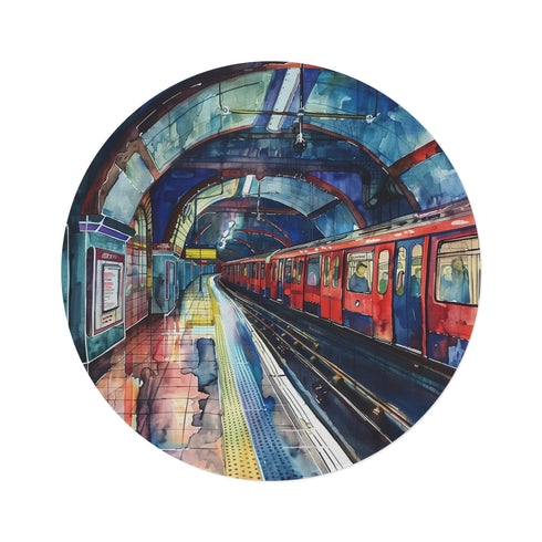 London Underground Watercolor Round Rug