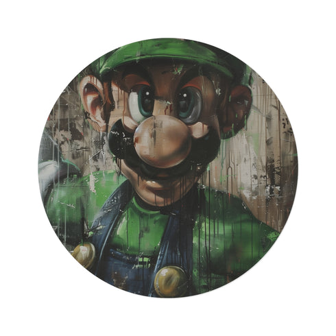 "Luigi Masterpiece Round Rug: Bring Nintendo Charm to Your Home"