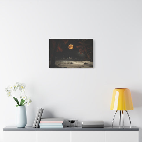 Lunar Eclipse Seen from Alien Beach (Edition IV) — 24×16 Canvas Wall Art — Living Room Wall Lifestyle View
