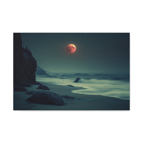 Lunar Eclipse Seen from Alien Beach — 24×16 Canvas Wall Art — Front Gallery-Wrapped Canvas View