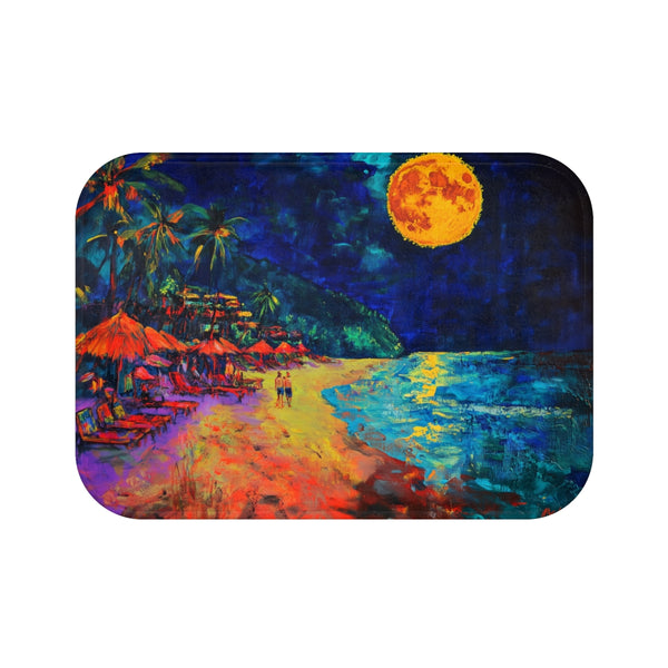 "Lunar Neon Beach Night Bath Mat"