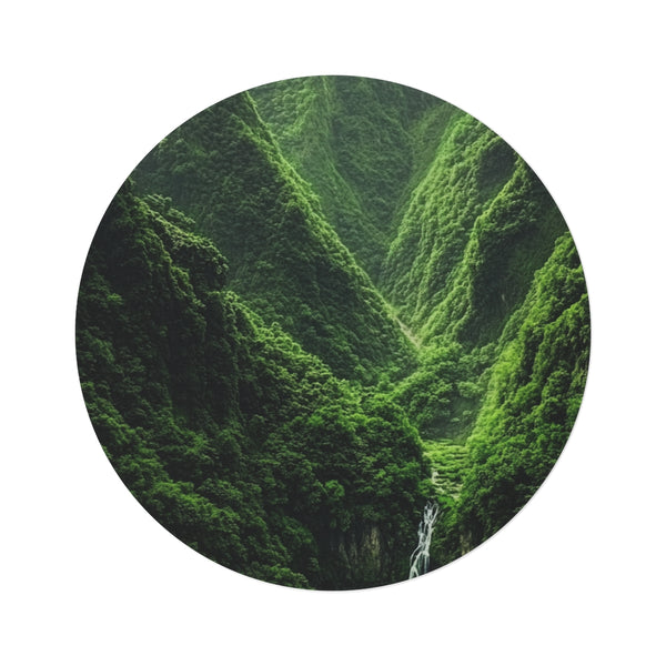 "Lush Mountain Green Round Rug"