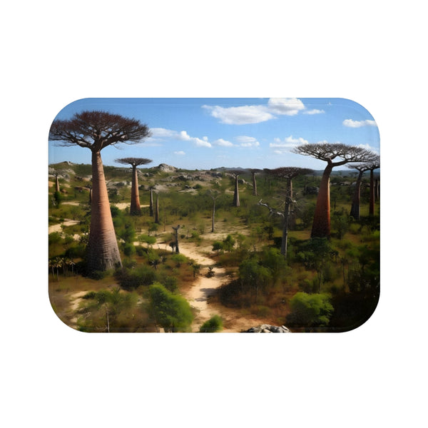 Madagascar Flora Fauna ā Non-Slip Bath Mat ā Top-Down Velvet Microfibre Artwork View