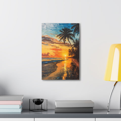 Vibrant Boracay Beach sunset canvas with top spring colors.