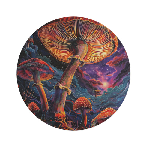 "Magic Mushroom Madness Round Rug"