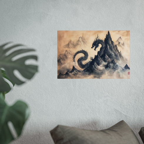 Majestic Dragon Encircles Mountain Summit