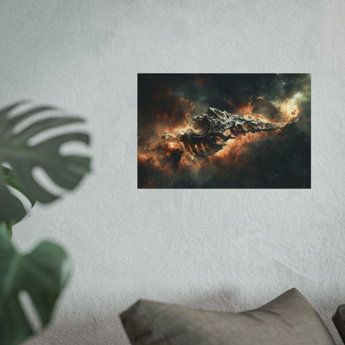 Majestic Dragon Skeleton Nebula Poster