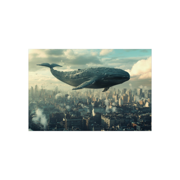Majestic Giant Whale Soars Cityscape
