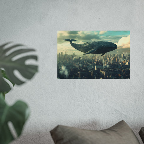 Majestic Giant Whale Soars Cityscape