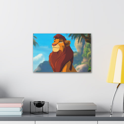Regal lion canvas wall art - 18" x 12" majestic Simba portrait.