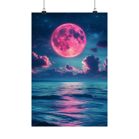 "Majestic Moonlit Ocean: Tranquility Overflowing"