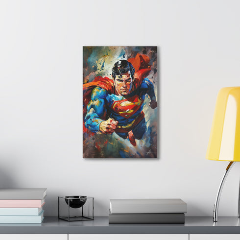 Superman canvas print showcasing power and strength in action.