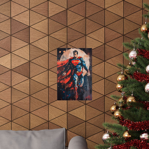 Superman cityscape poster in matte finish for Valentine's Day.