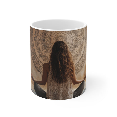 Mandala Meditation Woman Coffee Mug
