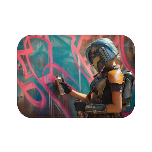 Mandalorian Spray-Paint Bath Mat Design