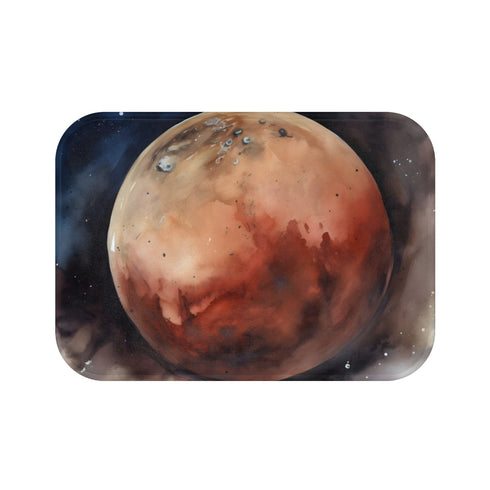 Mars Watercolor Luxury Memory Foam Bath Mat - Top View