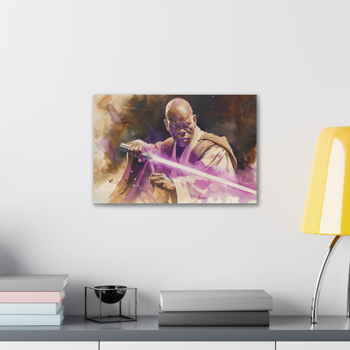 Master Mace Windu Purple Lightsaber Canvas Art Print 18" x 12"