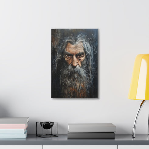 Vibrant Gandalf the Grey canvas in majestic colors, 18x12 size.