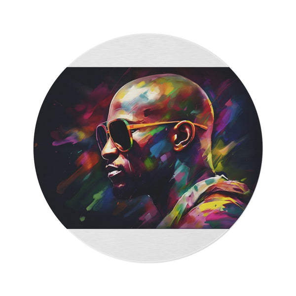 "Mayweather Sunglasses Watercolor Round Rug"
