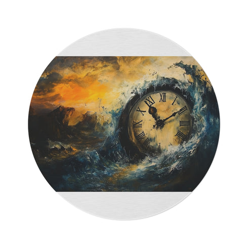 "Melting Clock Round Rug: Timeless Decor"