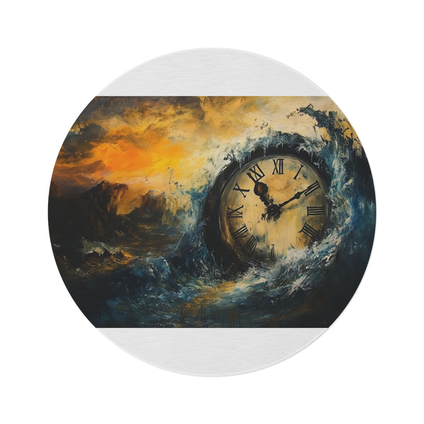 "Melting Clock Round Rug: Timeless Decor"