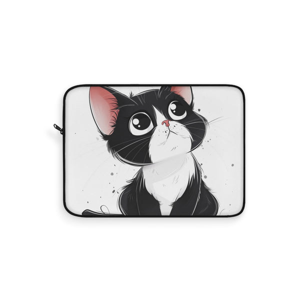 "Meow-tastic Cartoon Cat Laptop Sleeve"